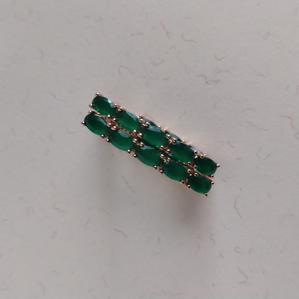 Gold emerald drop earrings - Picture 7 of 8